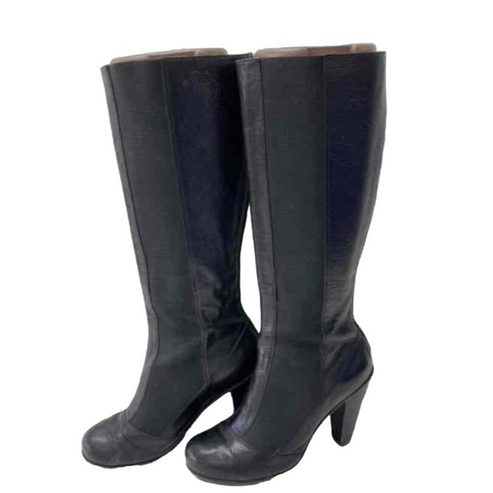 Womens Size 8 Dkny Black Leather Heel Boots